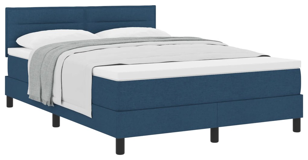 vidaXL Κρεβάτι ΜΕ ΕΛΑΤΗΡΙΑ με Στρώμα Μπλε 140x200 cm Ύφασμα