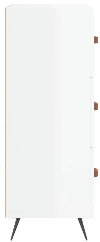 Συρταριέρα Γυαλιστ. Λευκή 69,5 x 34 x 90 εκ. από Επεξεργ. Ξύλο - Λευκό