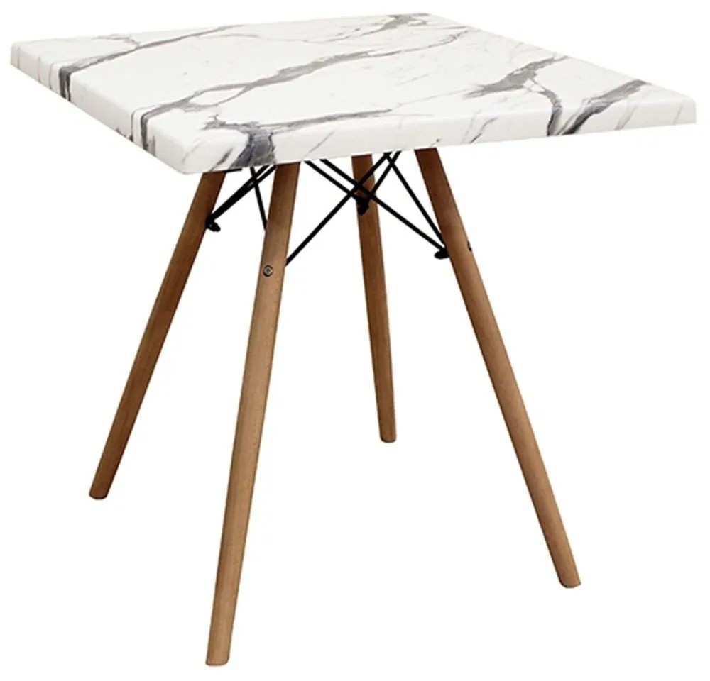 Τραπέζι Randy Marble Carraca 08.0014.1 70x70x69cm White Werzalit,Wood