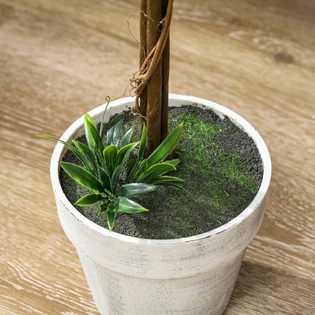 HOMCOM Σετ 2 Τεχνητών Δέντρων Λεβάντας, ύψος 60 cm, με γλάστρα και τεχνητό βρύο, Λευκό