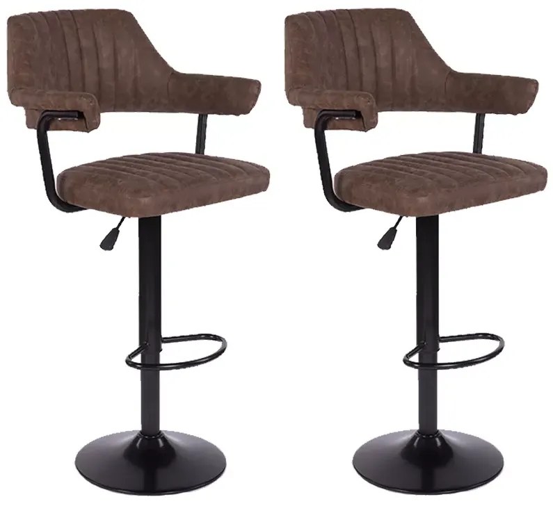 Heinner Home HR-S2BCHVTG-BRW Σετ 2 Vintage Σκαμπό Περιστρεφόμενα με Πλάτη, Καφέ
