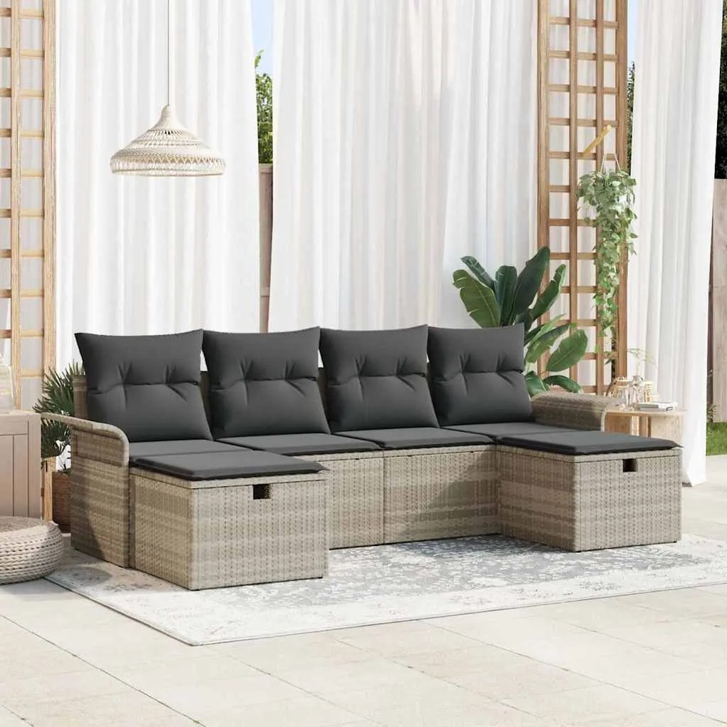 vidaXL Σετ Καναπέ Κήπου 6 pcs Ανοιχτό γκρι 251 x 117 x 85 εκ.