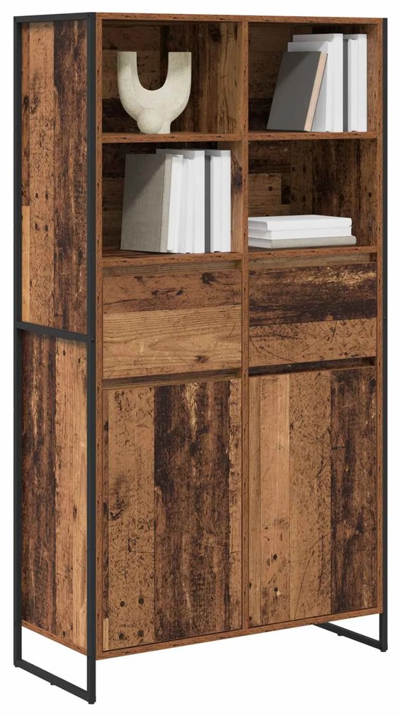 vidaXL Πλαϊνό γραφείο με συρτάρι 2 pcs Παλιό Ξύλο 81 x 36 x 150.5 εκ.