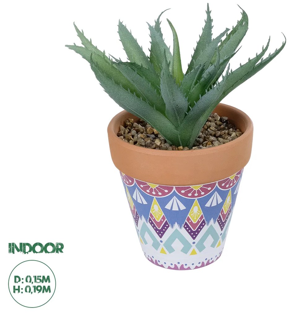 GloboStar® Artificial Garden SUCCULENT ALOE POTTED PLANT 21053 Διακοσμητικό Φυτό Αλόη  Φ15 x Υ19cm