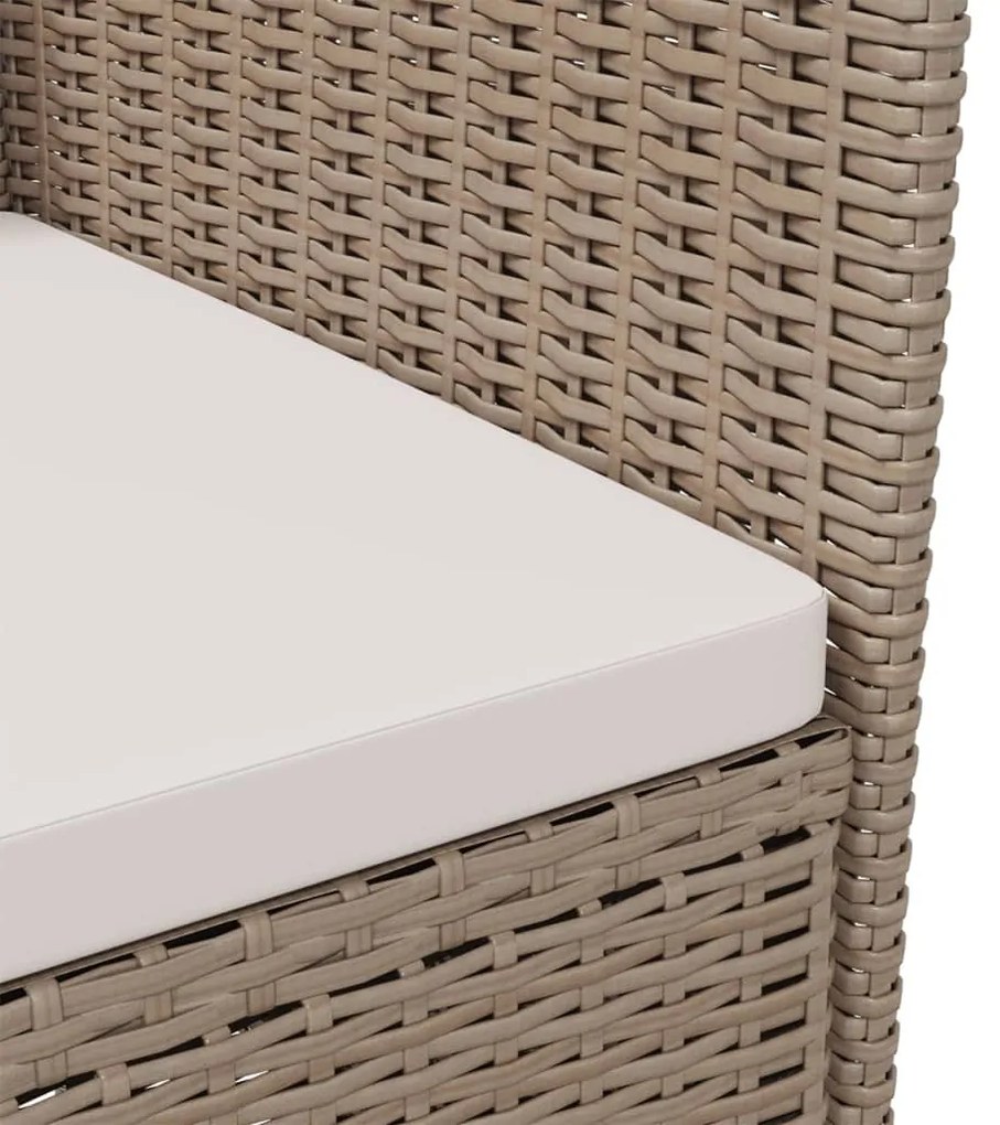 vidaXL Σετ Τραπεζαρίας Εξ. Χώρου 3 τεμ. Μπεζ Συνθ. Ρατάν με Μαξιλάρια