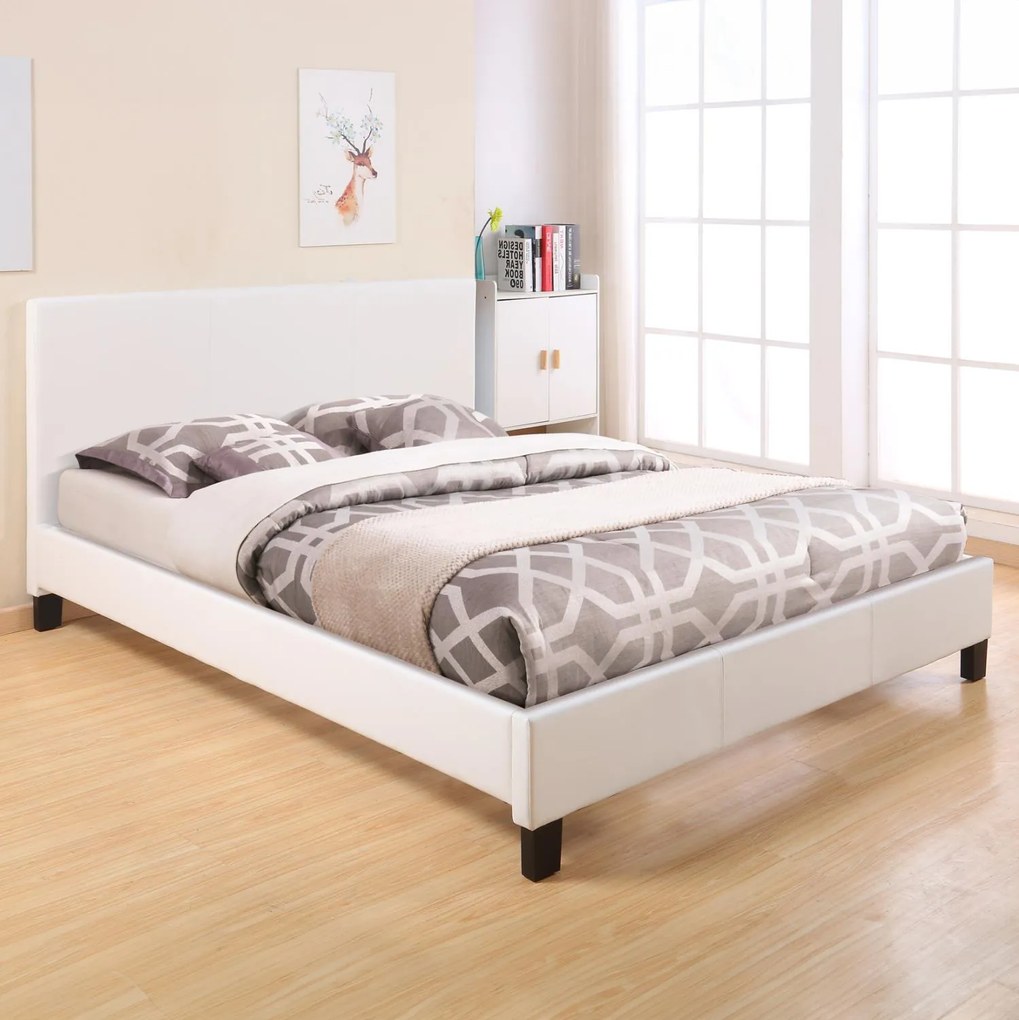 Επενδυμένο Κρεβάτι με Στρώμα BECCA Διπλό Λευκό Τεχνόδερμα 150x200εκ. 157x207x96 εκ.