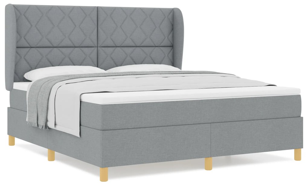 vidaXL Κρεβάτι Box Spring με Στρώμα Ανοιχτό Γκρι 180x200 εκ. Υφάσματος
