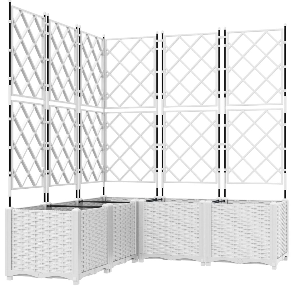 vidaXL Γλάστρα Κήπου με Πλέγμα 5 τμχ Λευκή 120x120x143 εκ