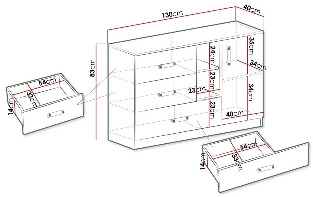 Σιφονιέρα Akron K108, Άσπρο, Τυρκουάζ, Με συρτάρια και ντουλάπια, Αριθμός συρταριών: 3, 83x130x40cm, 49 kg | Epipla1.gr