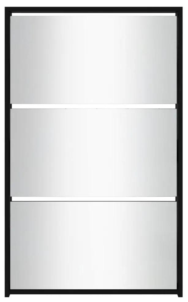 vidaXL Παπουτσοθήκη με Καθρέφτη 3 Επιπέδων Μαύρη 63 x 17 x 102,5 εκ.