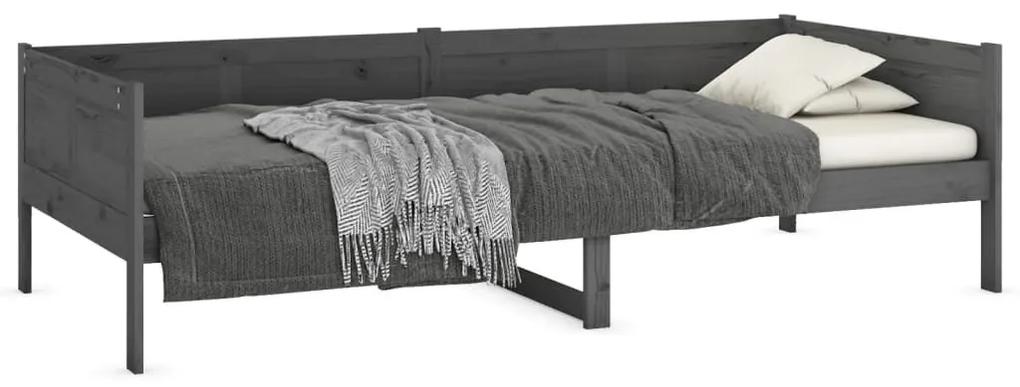 Καναπές Κρεβάτι Γκρι 90 x 190 εκ. από Μασίφ Ξύλο Πεύκου - Γκρι