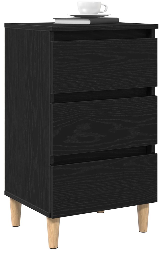 vidaXL Κομοδίνο με Ξύλινο Πόδι Μαύρη Δρυς 40x35x69 εκ
