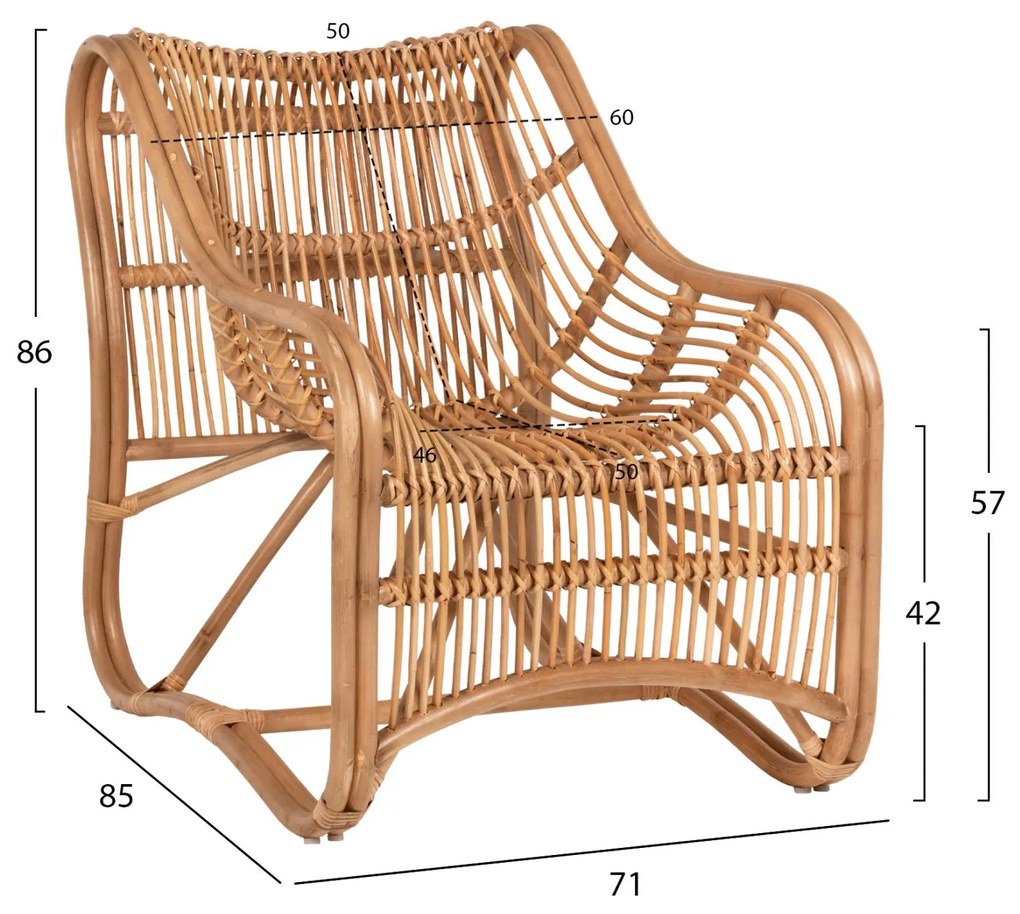 ΠΟΛΥΘΡΟΝΑ ΑΠΟ RATTAN  ΣΕ ΦΥΣΙΚΗ ΑΠΟΧΡΩΣΗ 71x85x86Υ εκ.