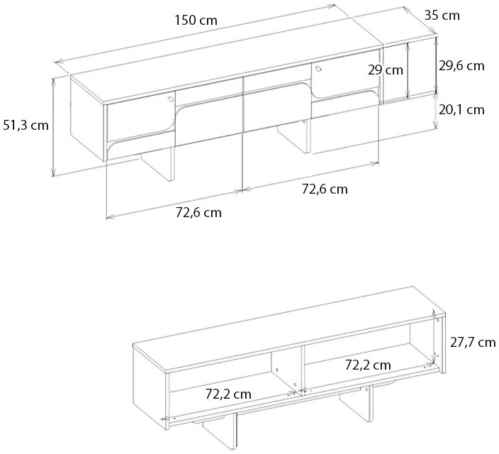 ΕΠΙΠΛΟ ΤΗΛΕΟΡΑΣΗΣ LAVA MEGAPAP ΧΡΩΜΑ ROTA OAK - ΑΝΘΡΑΚΙ 150X35X51,3ΕΚ.