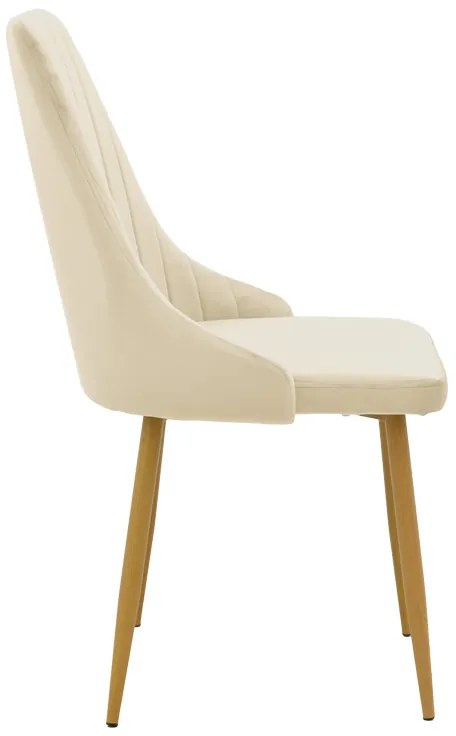 Καρέκλα Azori pakoworld μπεζ βελούδο με πόδι μετάλλου σε φυσική απόχρωση 49x55x85εκ