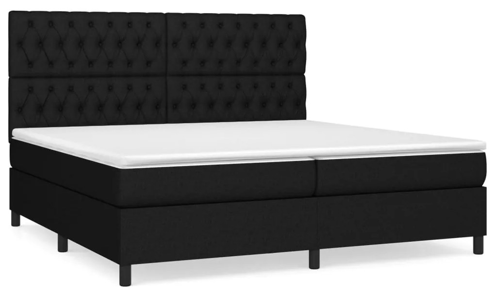 vidaXL Κρεβάτι Boxspring με Στρώμα Μαύρο 200x200 εκ. Υφασμάτινο