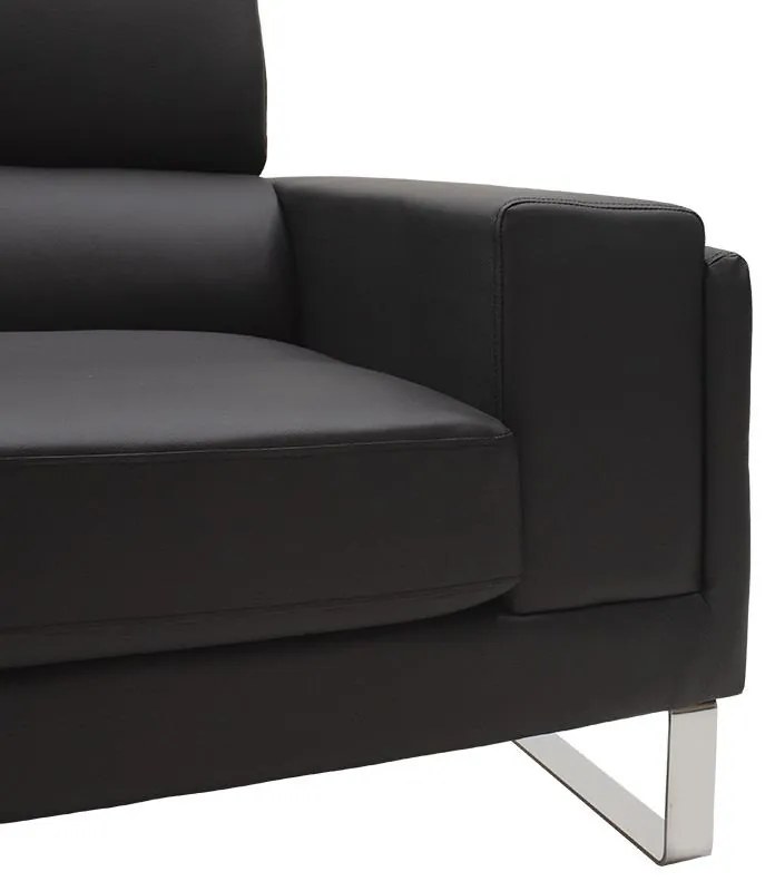 2 seater sofa Shea in black pu-inox 158x80x87cm 158x80x87 εκ.