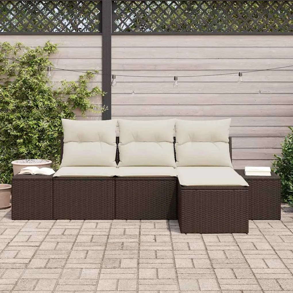 vidaXL Σετ Καναπέ Κήπου 4 pcs Καφέ Πολυ ράταν
