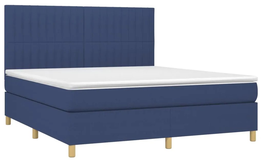 vidaXL Κρεβάτι Boxspring με Στρώμα Μπλε 160x200 εκ. Υφασμάτινο