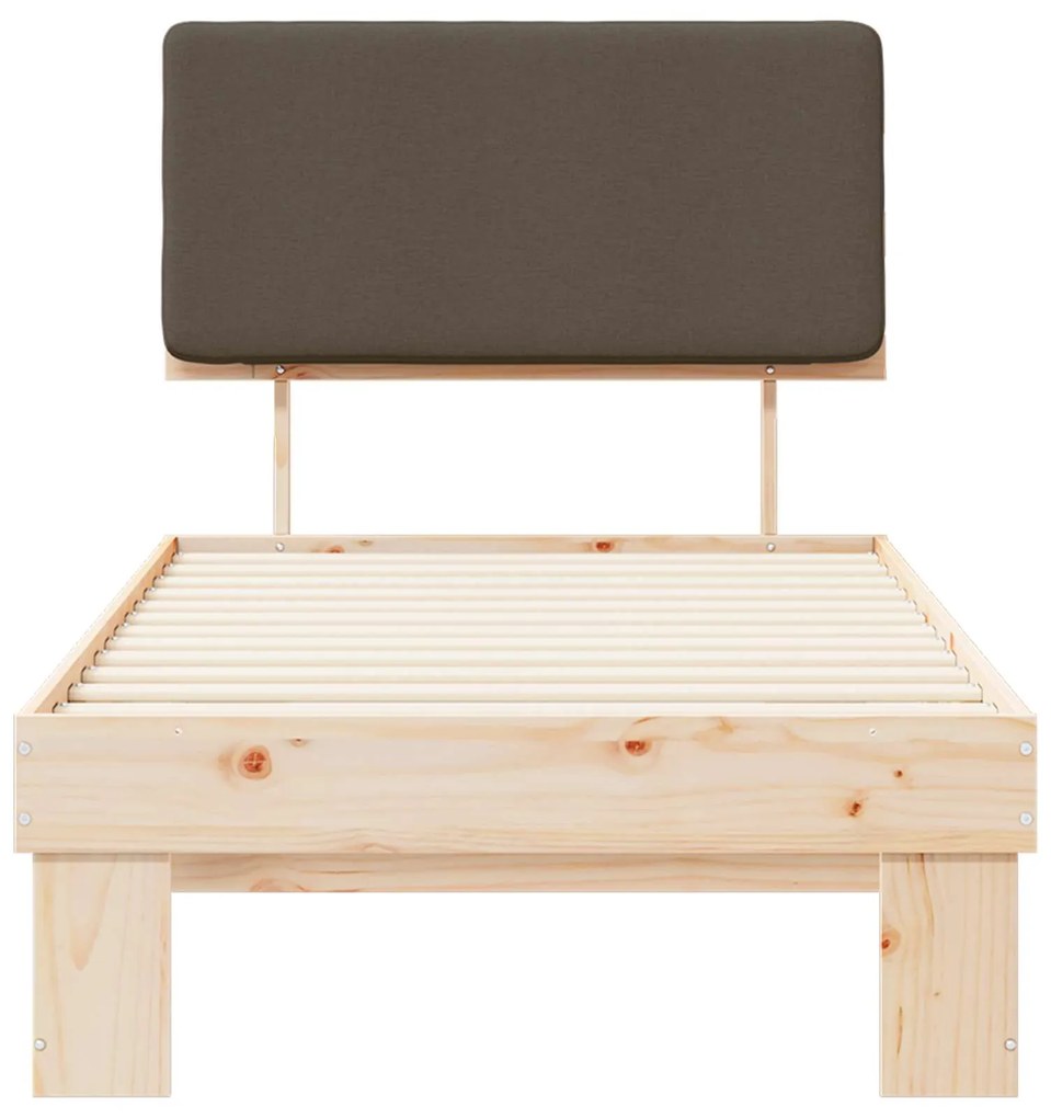 vidaXL Σκελετός Κρεβατιού με Επενδεδυμένο Κεφαλάρι Taupe 90 x 190 cm