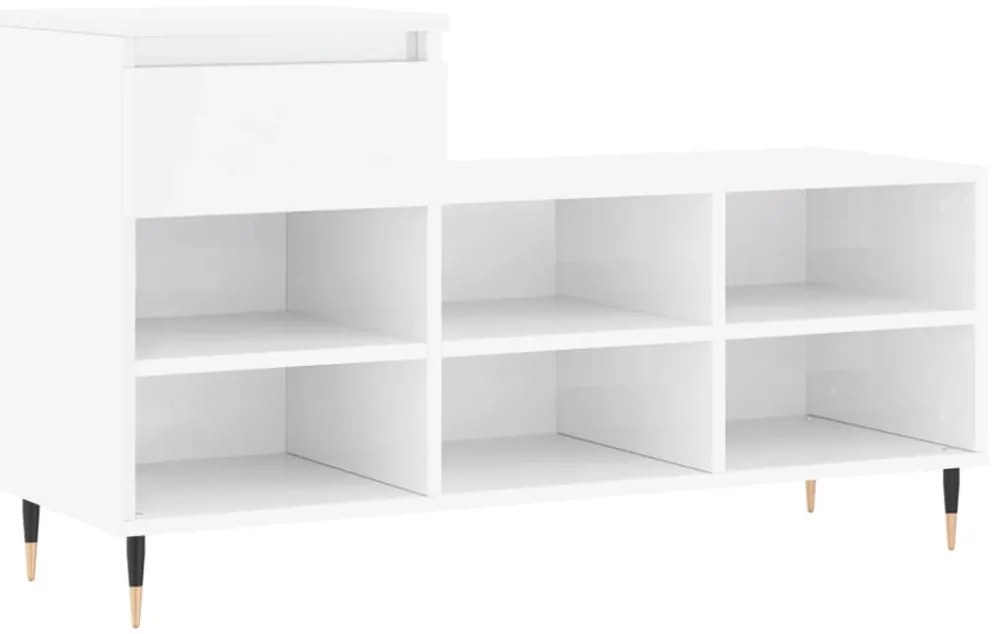 vidaXL Παπουτσοθήκη Γυαλιστερό Λευκό 102x36x60 εκ. Επεξεργασμένο Ξύλο