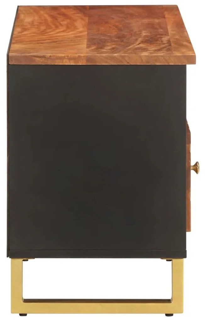 Έπιπλο Τηλεόρασης Καφέ/Μαύρο 100x33,5x46 εκ. Μασίφ Ξύλο Μάνγκο - Καφέ