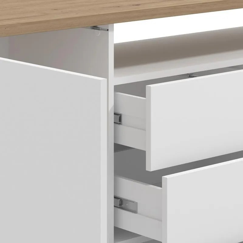 Μπουφές ATERNO 154 3K4F2V Λευκό - Artisan Oak 154x40x94εκ. 154x40x94 εκ.