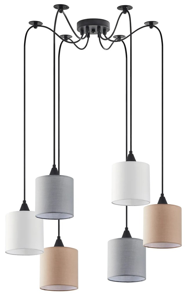 SE21-BL-B10-BL6-SH123  ADEPT FLEX White, Grey, Brown Fabric Shade Pendant+