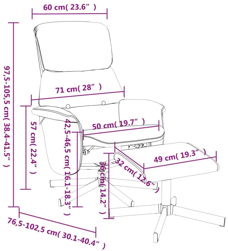 Πολυθρόνα Ανακλινόμενη με Υποπόδιο Σκούρο Γκρι Υφασμάτινη - Γκρι