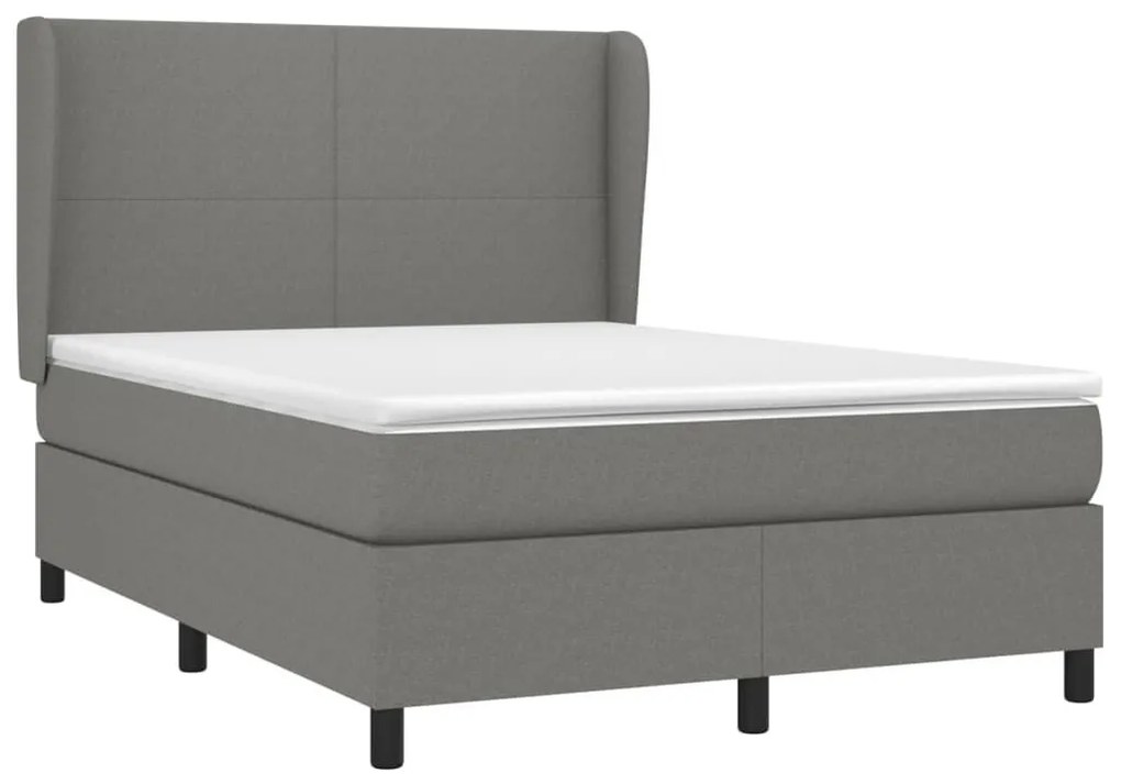 Κρεβάτι Boxspring με Στρώμα Σκούρο Γκρι 140x190 εκ. Υφασμάτινο - Γκρι