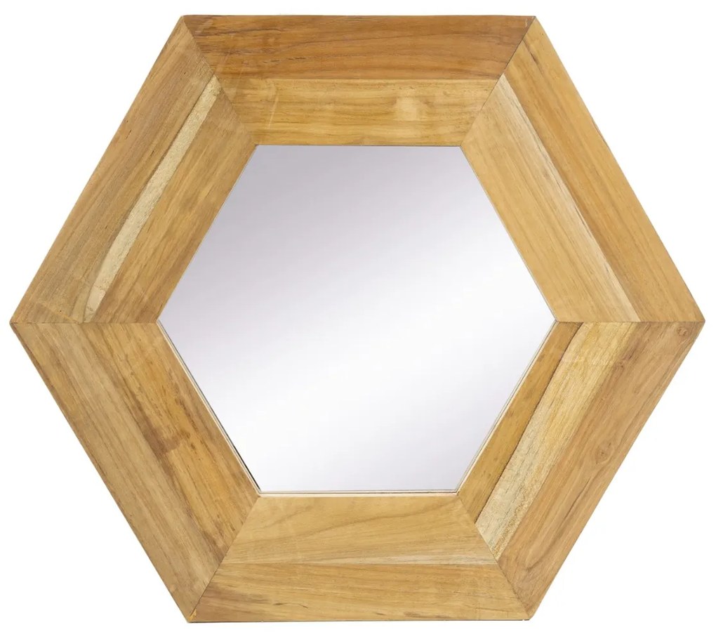 Artekko Artekko Mirror Καθρέφτης Τοίχου από Ξύλο Teak MDF Φυσική Απόχρωση (47x47x1.9)cm 85824-NATU