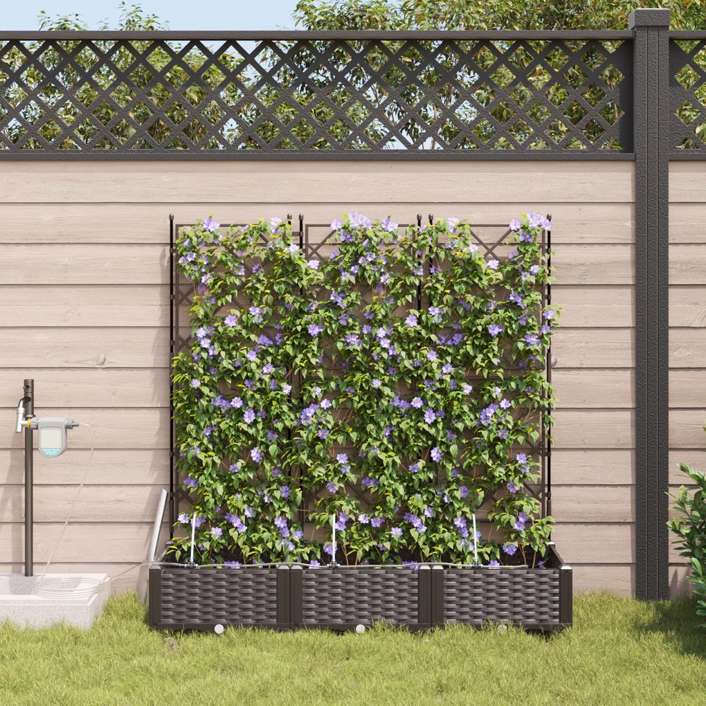 vidaXL Γλάστρες Κήπου 1 τεμ Καφασωτό Καφέ 120 x 40 x 126 cm Πλαστικό