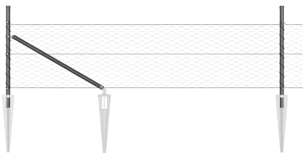 vidaXL Φράχτης με Στήλες. Γκρι 0.8 x 25 m Ατσάλι με επικάλυψη PVC