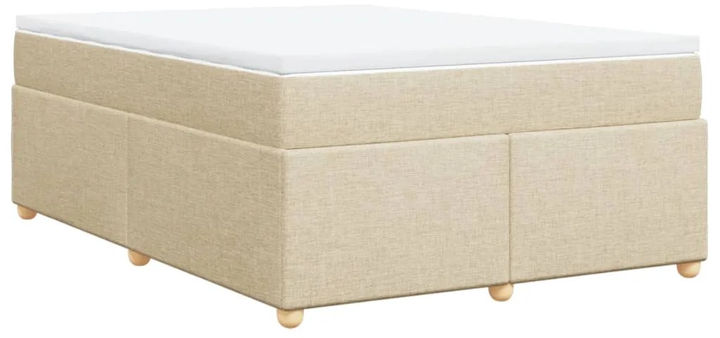 Κρεβάτι Boxspring με Στρώμα Κρεμ 140x190 εκ. Υφασμάτινο - Κρεμ