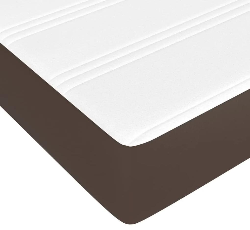 Κρεβάτι Boxspring με Στρώμα Καφέ 100x200εκ. από Συνθετικό Δέρμα - Καφέ