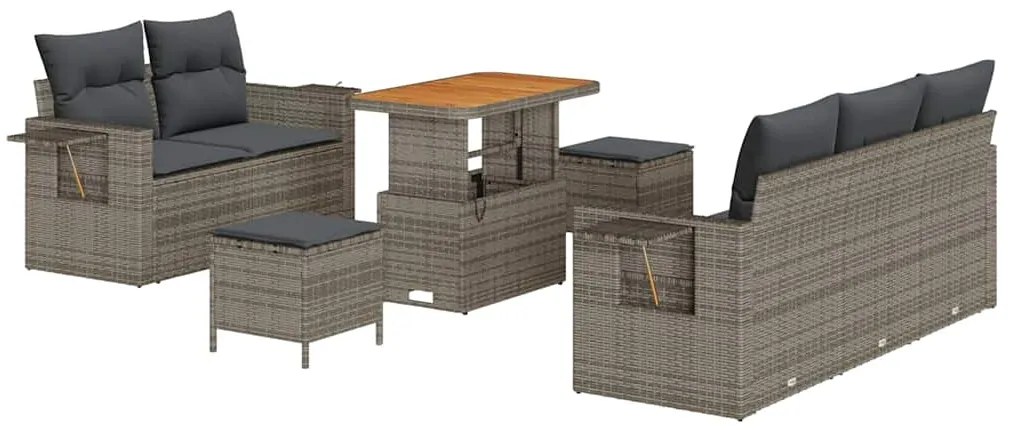 vidaXL Σετ Καναπέ Κήπου με μαξιλάρι 8 pcs Γκρι 90 x 55 x 71 cm