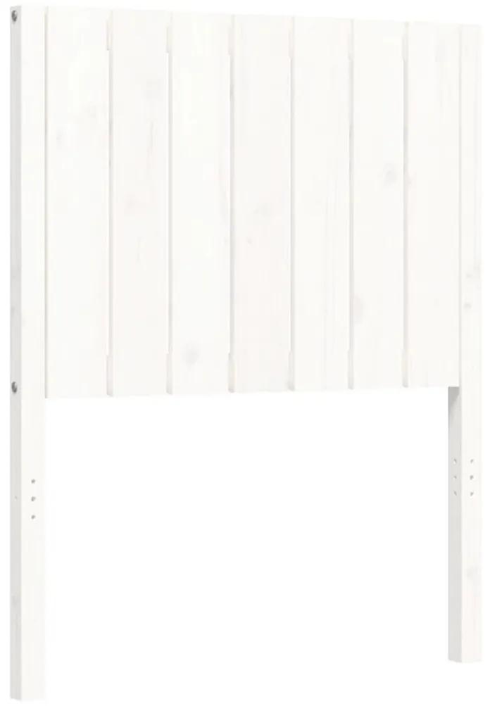 Πλαίσιο Κρεβατιού με Κεφαλάρι Λευκό Μασίφ Ξύλο Small Single - Λευκό