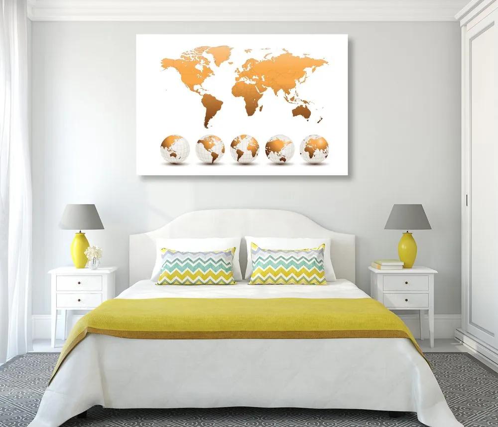Εικόνα σε σφαίρες φελλού με παγκόσμιο χάρτη - 90x60  color mix