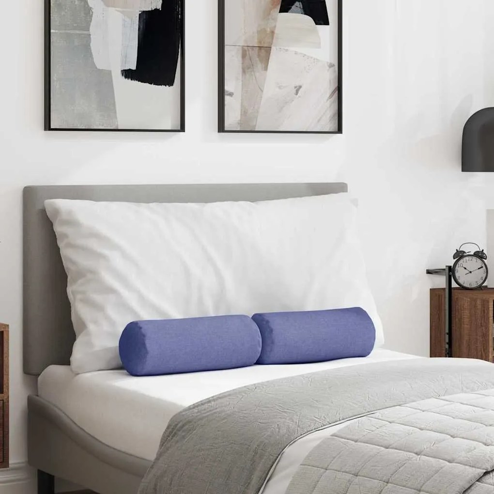 vidaXL Μαξιλάρια Στήριγμα 2 pcs Μπλε τζην Ø 15 x 40 εκ ύφασμα