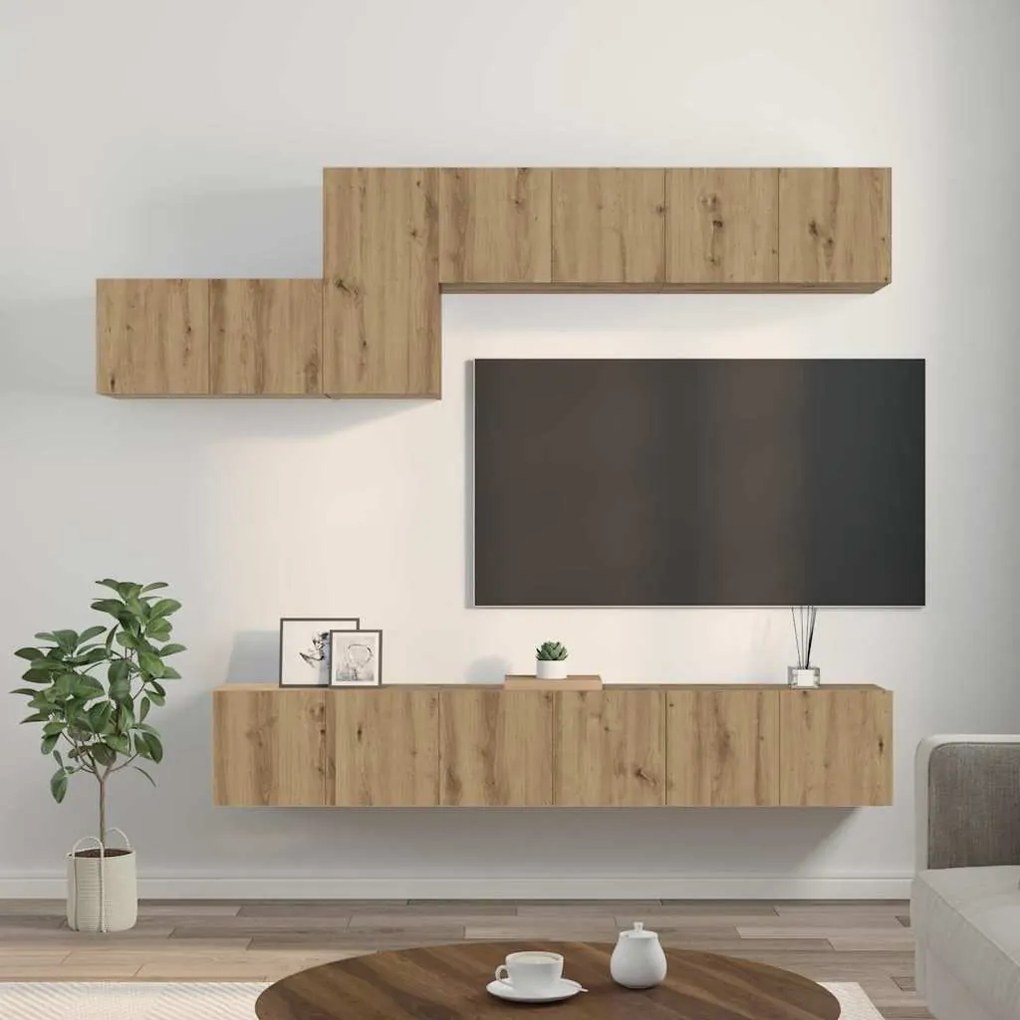 vidaXL Σετ επίπλου τηλεόρασης 7 pcs artisan δρυς 60 x 30 x 30 cm