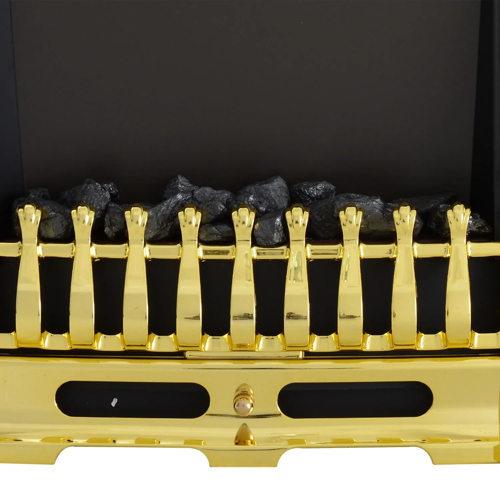 HOMCOM Ηλεκτρικό τζάκι με θέρμανση, ηλεκτρικό τζάκι με εφέ φλόγας LED, 1000/2000W διακοσμητικό τζάκι, ηλεκτρικό τζάκι φωτιάς σόμπα τζακιού, Χρυσό