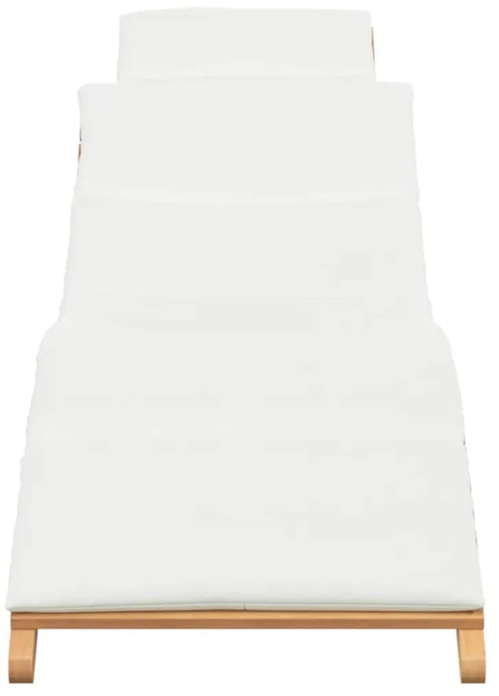 vidaXL Ξαπλώστρα Κρεμ λευκό 188 x 55 x 59 εκ. Μασίφ ξύλο teak