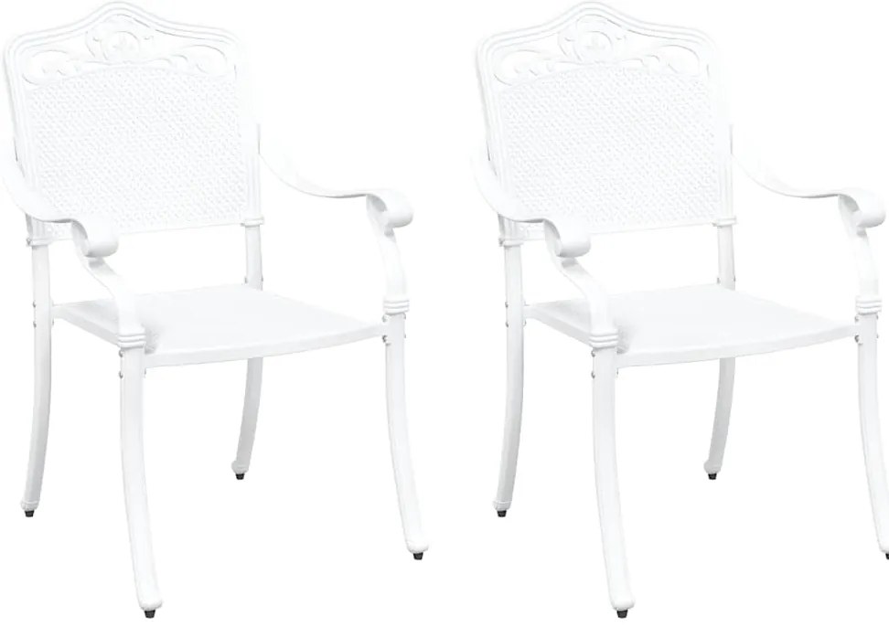 vidaXL Καρέκλα Κήπου 2 pcs Λευκό 64 x 62 x 93 εκ. Αλουμίνιο