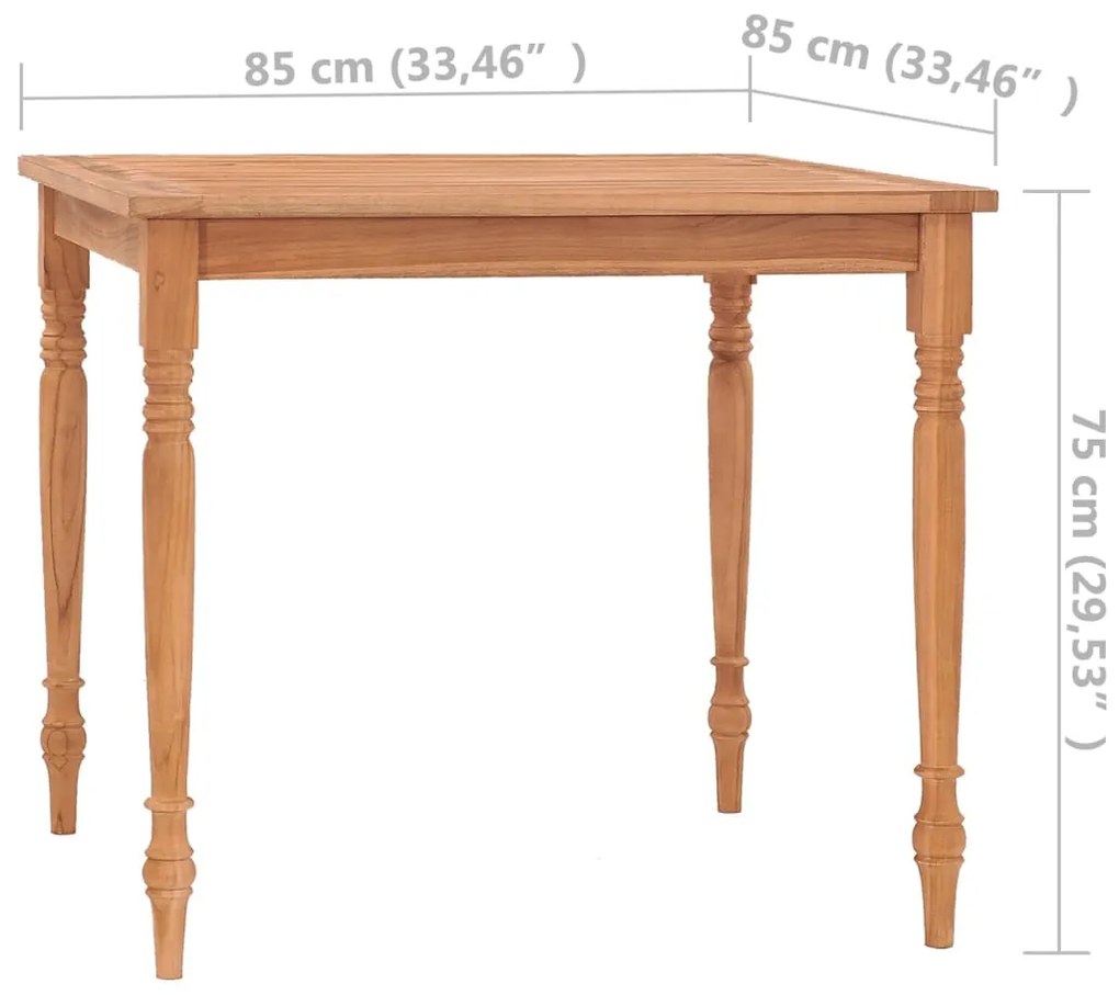 vidaXL Τραπέζι Batavia 85 x 85 x 75 εκ. από Μασίφ Ξύλο Teak