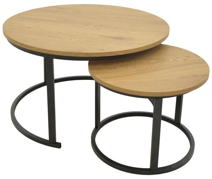 Τραπεζάκι Σαλονιού Revelon σετ 2 τεμ MDF σε Oak χρώμα 80x80x45εκ. 80x80x45 εκ.
