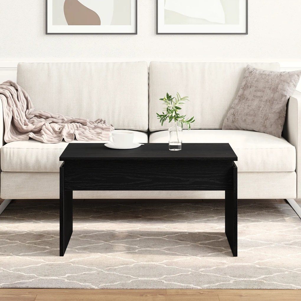 vidaXL Μαύρο Δρυς Τραπέζι Σαλονιού 68x38x50 εκ. Φτιαγμένο από Ξύλο