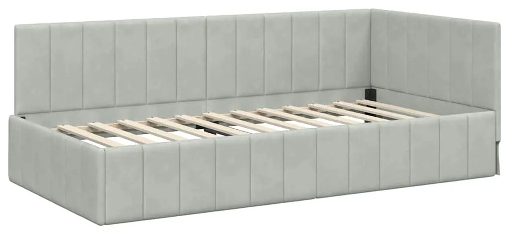 vidaXL Κρεβάτι Γωνίας με στρώμα Ανοιχτό γκρι 100 x 200 cm Βελούδο