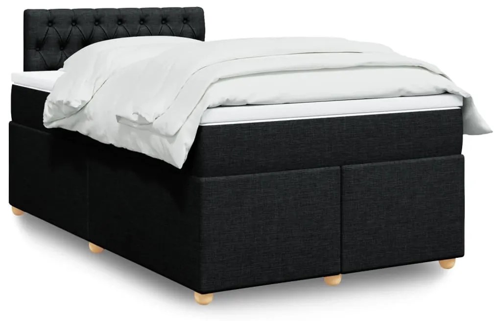 vidaXL Κρεβάτι Boxspring με Στρώμα Μαύρο 120x190 εκ. Υφασμάτινο