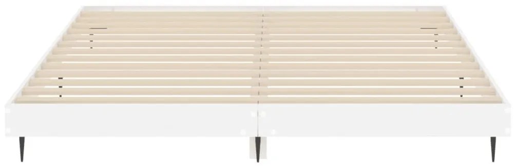 Πλαίσιο Κρεβατιού Γυαλιστερό Λευκό 200x200 εκ Επεξεργ. Ξύλο - Λευκό