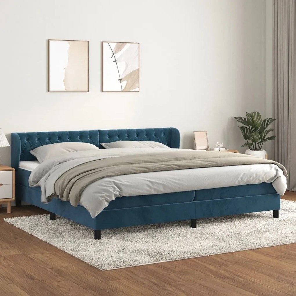 ΚΡΕΒΑΤΙ BOXSPRING ΜΕ ΣΤΡΩΜΑ ΣΚΟΥΡΟ ΜΠΛΕ 200X200 ΕΚ. ΒΕΛΟΥΔΙΝΟ 3127695